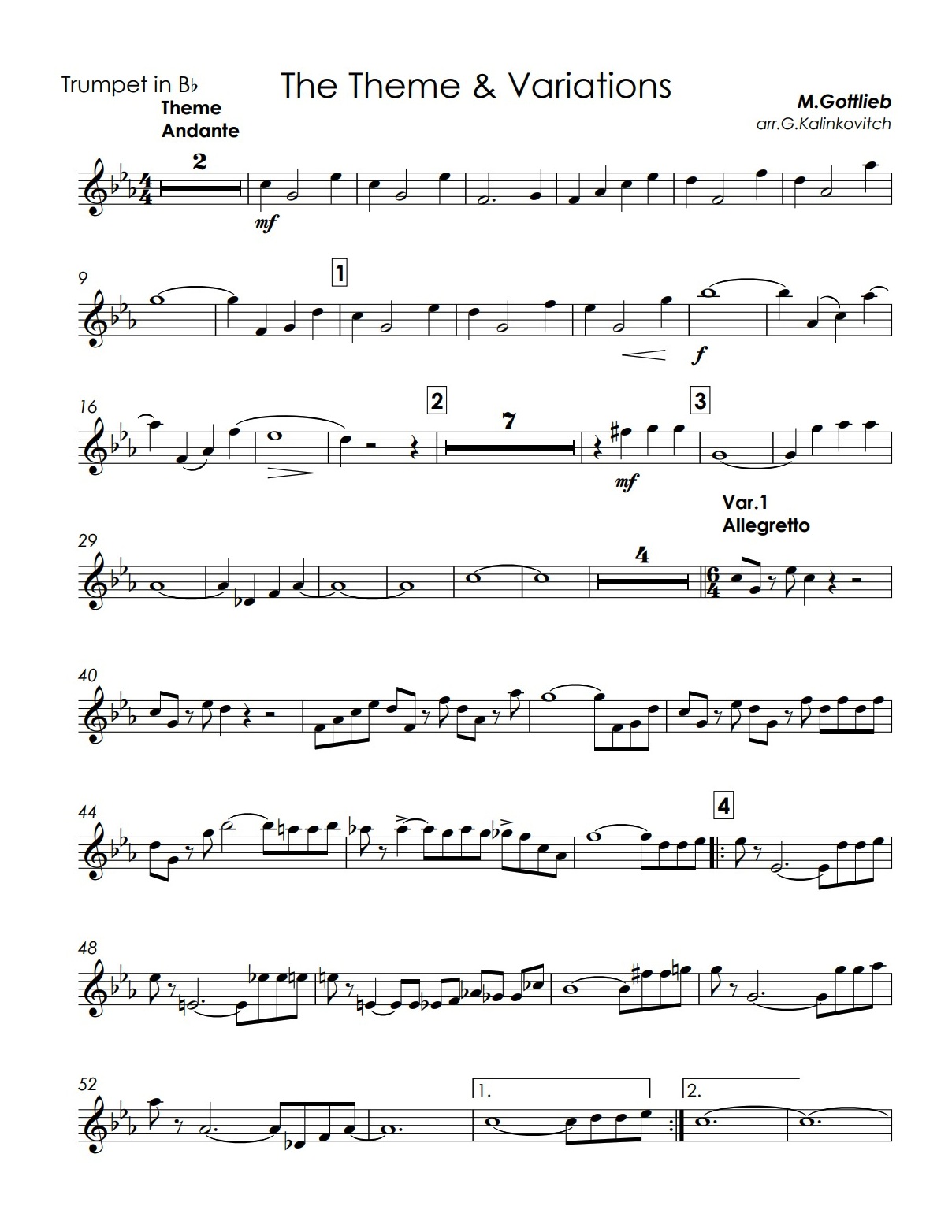 Trumpet Variations Gottlieb, Mikhail – Concert Variations for trumpet and orchestra
