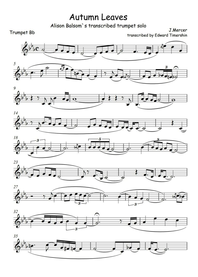 Kosma autumn leaves alison balsom transcribed trumpet solo