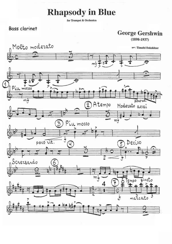 Gershwin, George  - Rhapsody in Blue for trumpet & orchestra arr. T. Dokshizer (orchestra parts) - Image 2