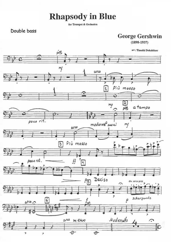 Gershwin, George  - Rhapsody in Blue for trumpet & orchestra arr. T. Dokshizer (orchestra parts) - Image 3