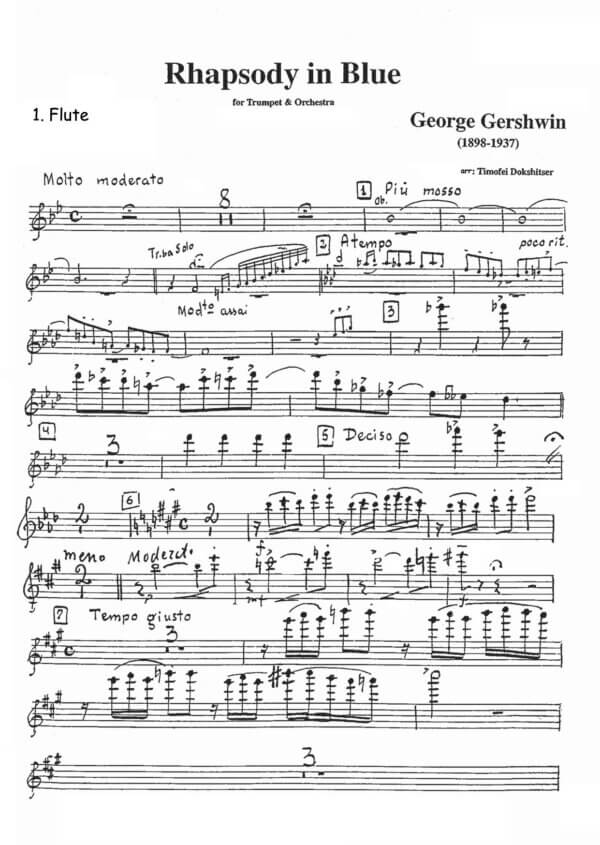 Gershwin, George  - Rhapsody in Blue for trumpet & orchestra arr. T. Dokshizer (orchestra parts) - Image 4