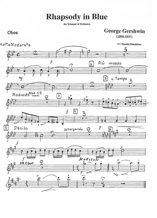 Gershwin, George  - Rhapsody in Blue for trumpet & orchestra arr. T. Dokshizer (orchestra parts) - Image 5