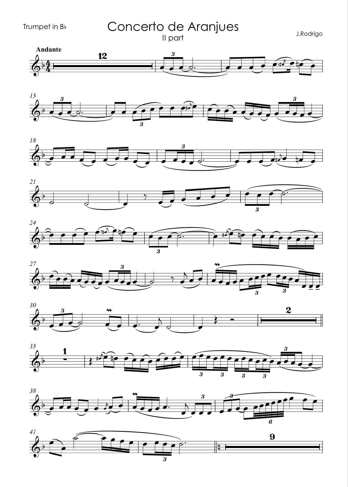 Rodrigo, Joaquin - Adagio from Concerto de Aranjues for flugelhorn Bb & piano - Image 3