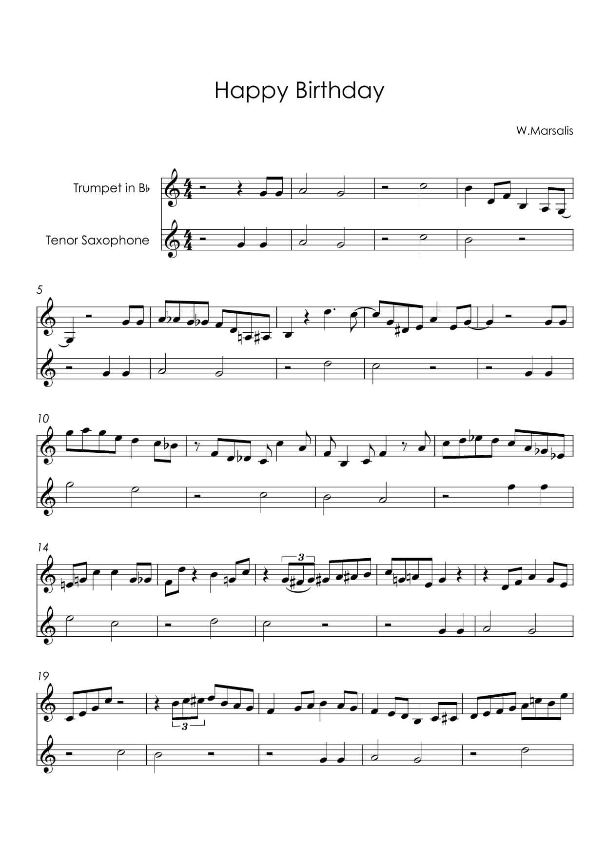Marsalis, Wynton - Happy Birthday - Wynton Marsalis' transcribed trumpet solo