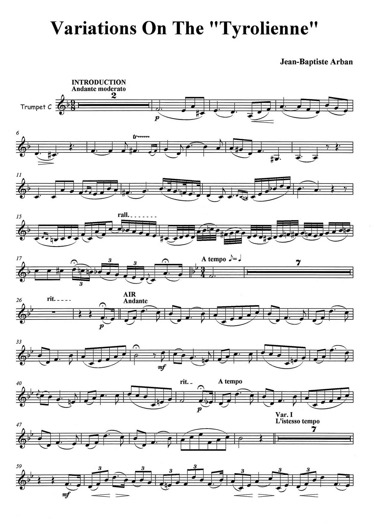 Arban, Jean - Baptiste - Variations on a Tyrolean Song for trumpet Bb & piano - Image 5