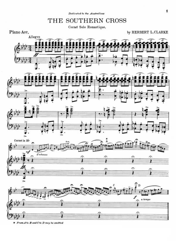 Clarke, L. Herbert – The Southern cross for trumpet Bb and piano