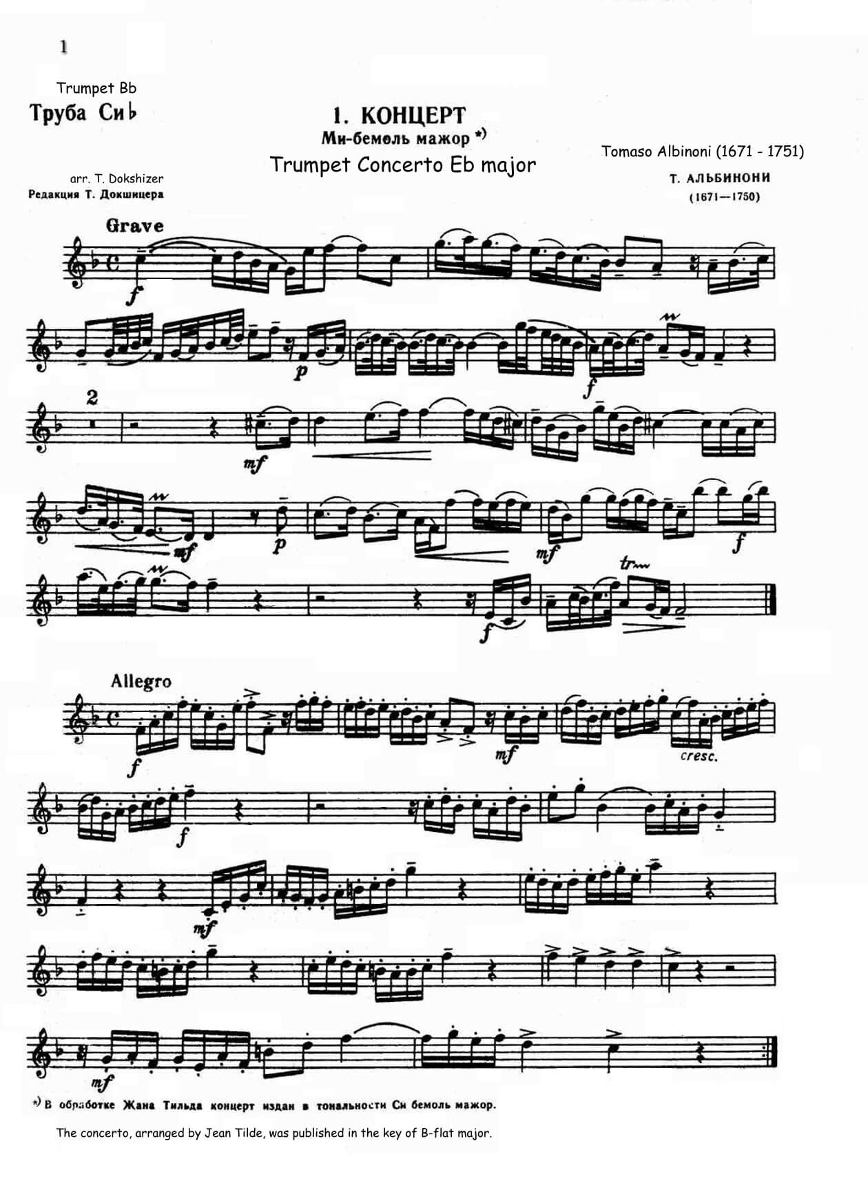 Albinoni, Tomaso - Trumpet Concerto Eb-major for trumpet Bb and piano - Image 5