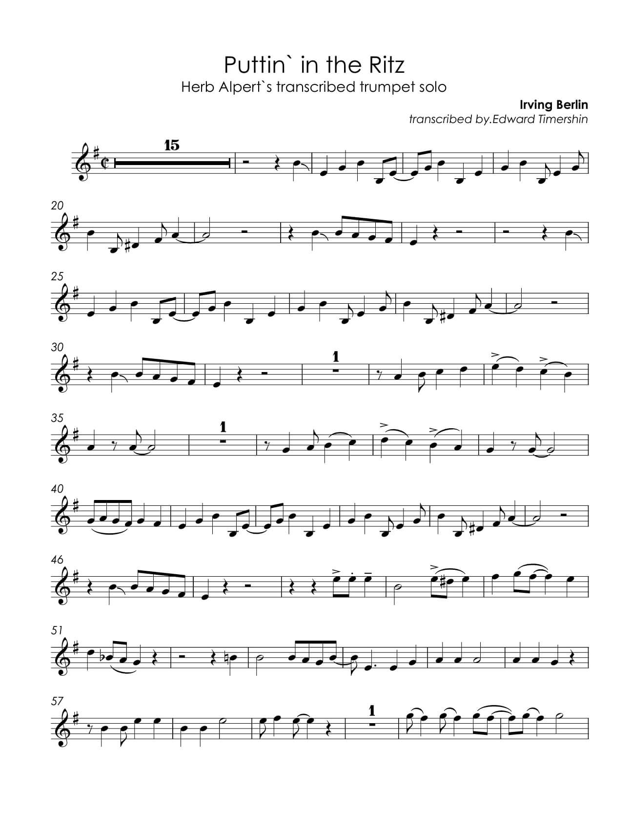 Berlin, Irving - Puttin` on the Ritz - Herb Alpert`s transcribed trumpet solo
