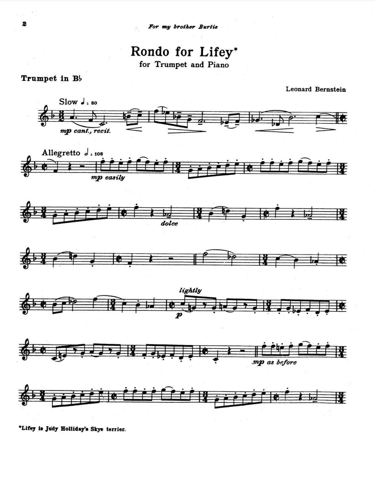 Bernstein, Leonard - Rondo for Lifey for trumpet Bb and piano - Image 2