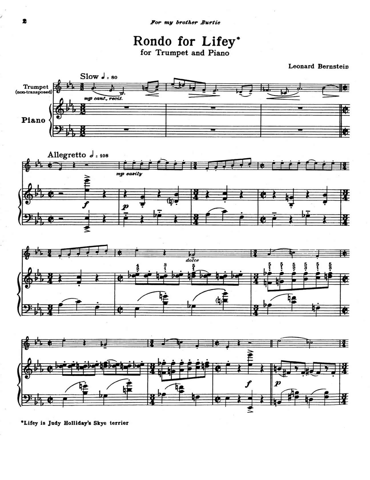 Bernstein, Leonard - Rondo for Lifey for trumpet Bb and piano